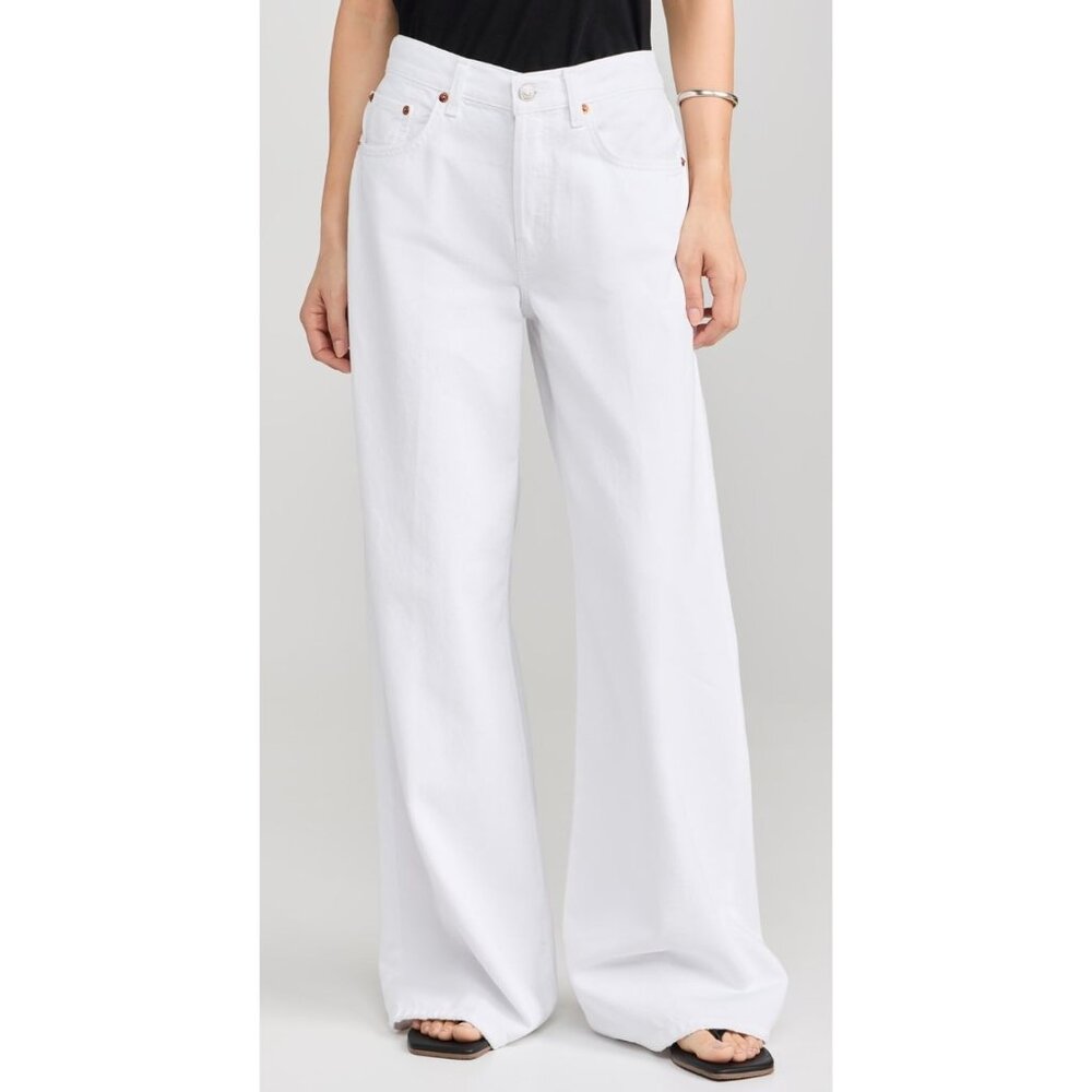 NWT Re/Done Mid Rise Wide Leg White Palazzo Jeans-sz 27